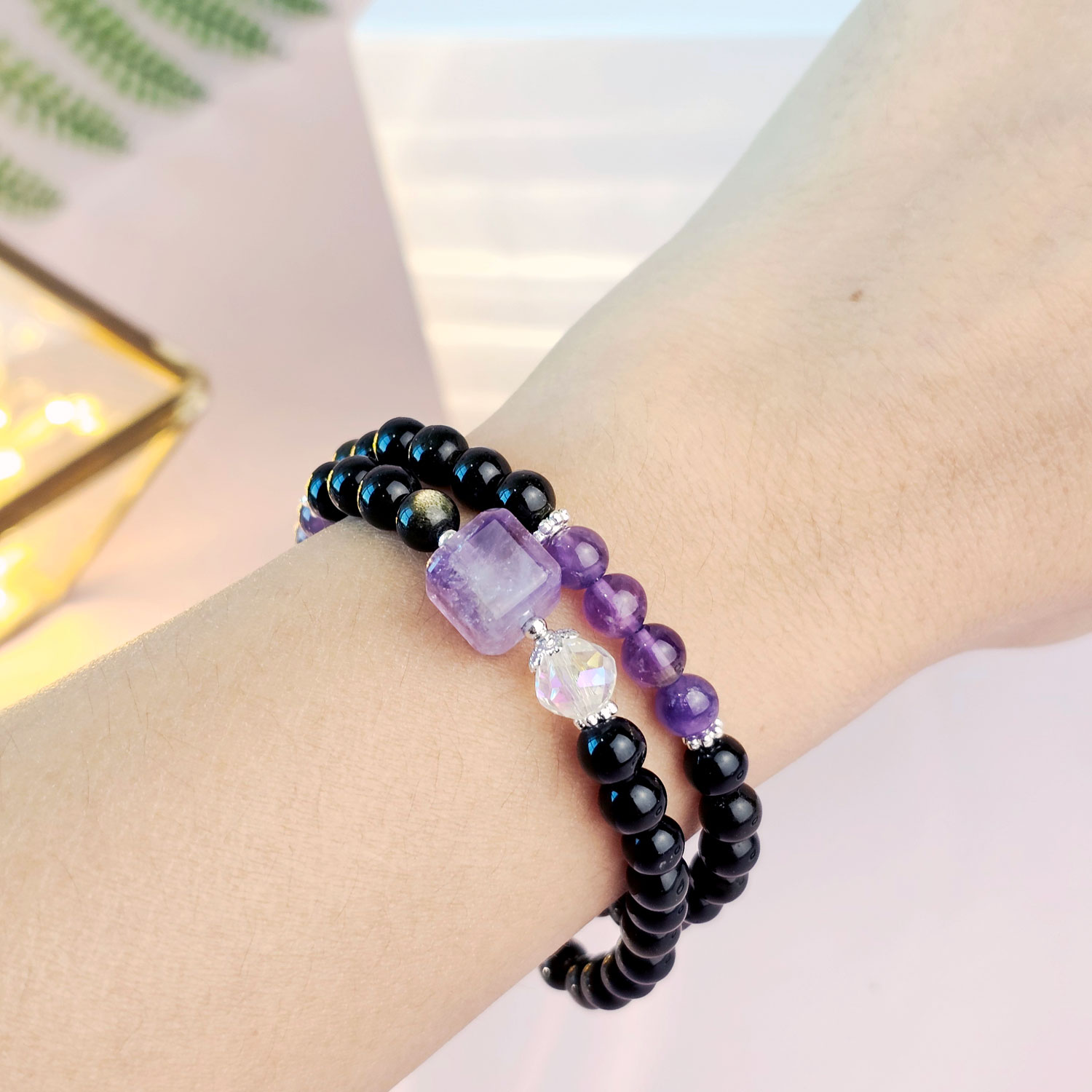 31 Mar - Amethyst with Gold Sheen Bracelet