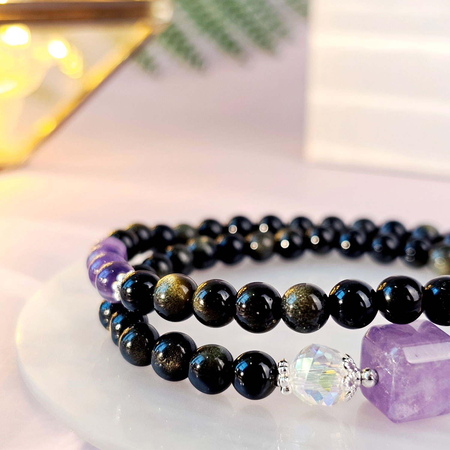 31 Mar - Amethyst with Gold Sheen Bracelet
