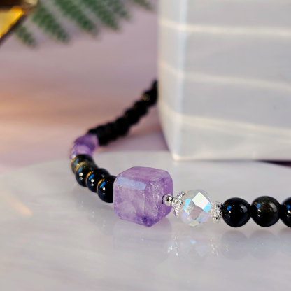 31 Mar - Amethyst with Gold Sheen Bracelet