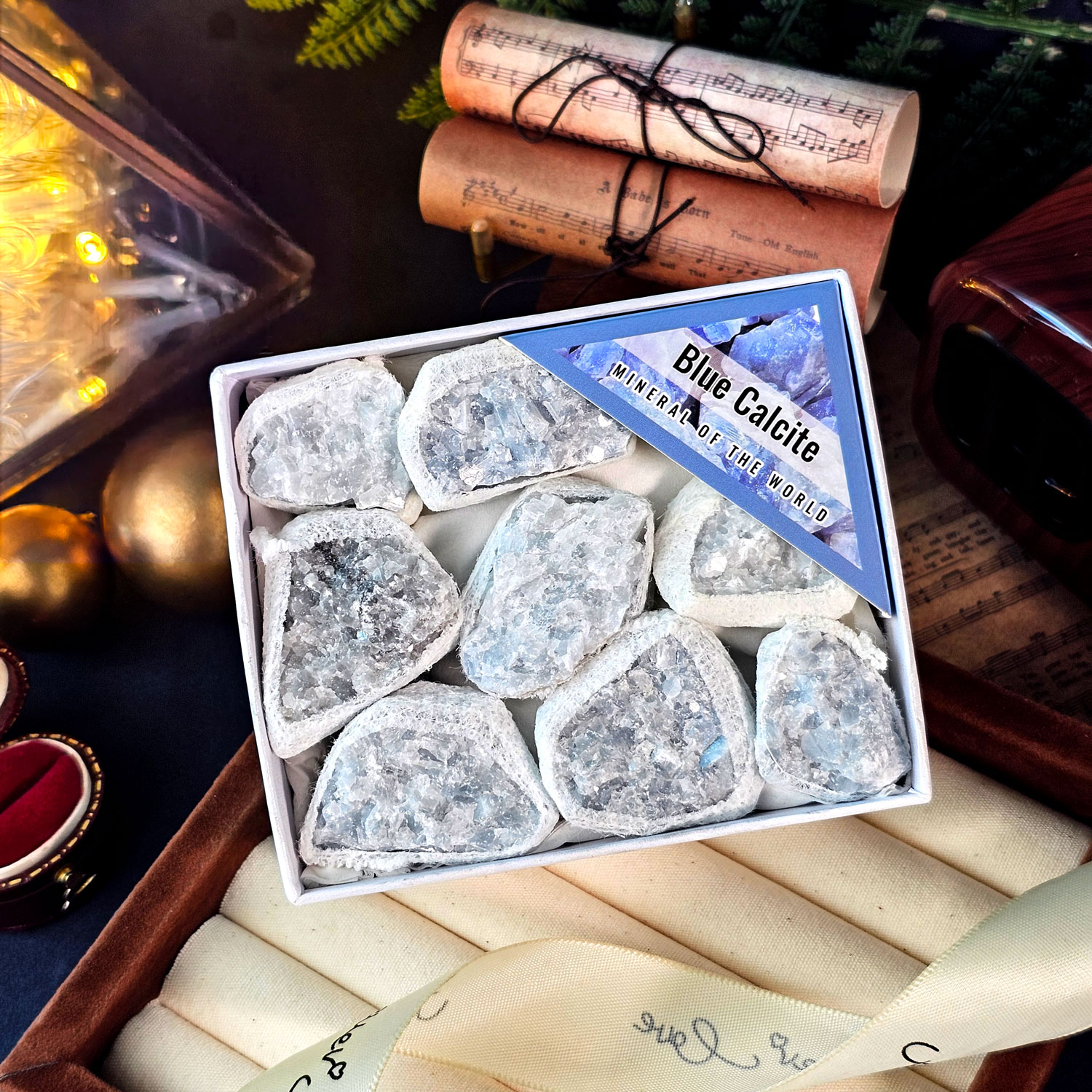 31 Mar - Blue Calcite Mineral Box