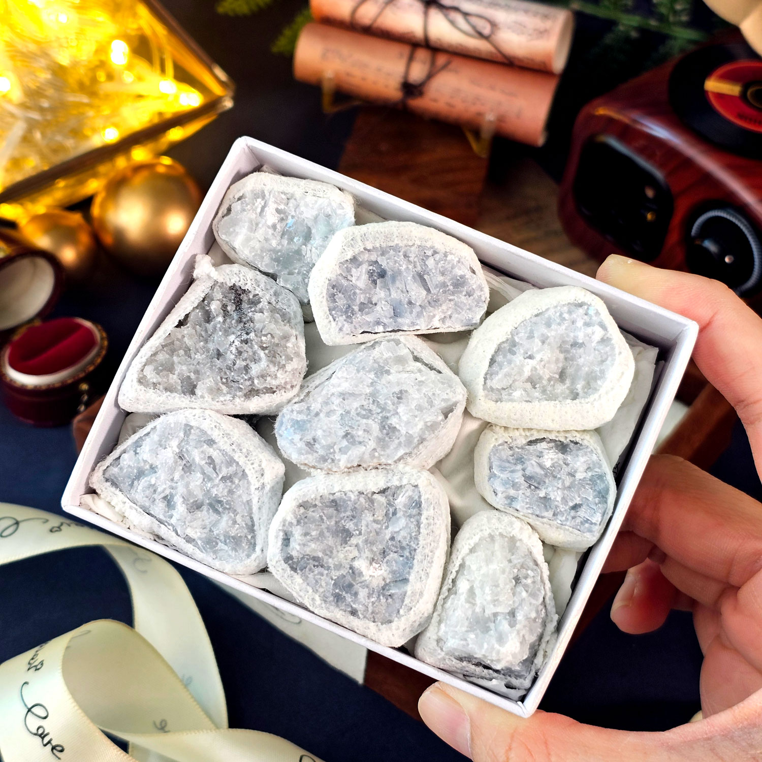 31 Mar - Blue Calcite Mineral Box