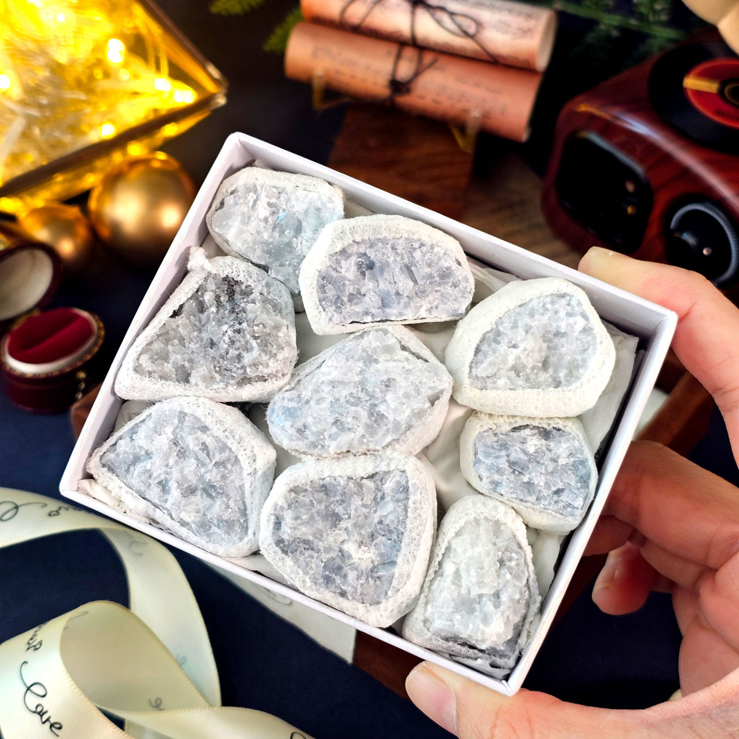 31 Mar - Blue Calcite Mineral Box