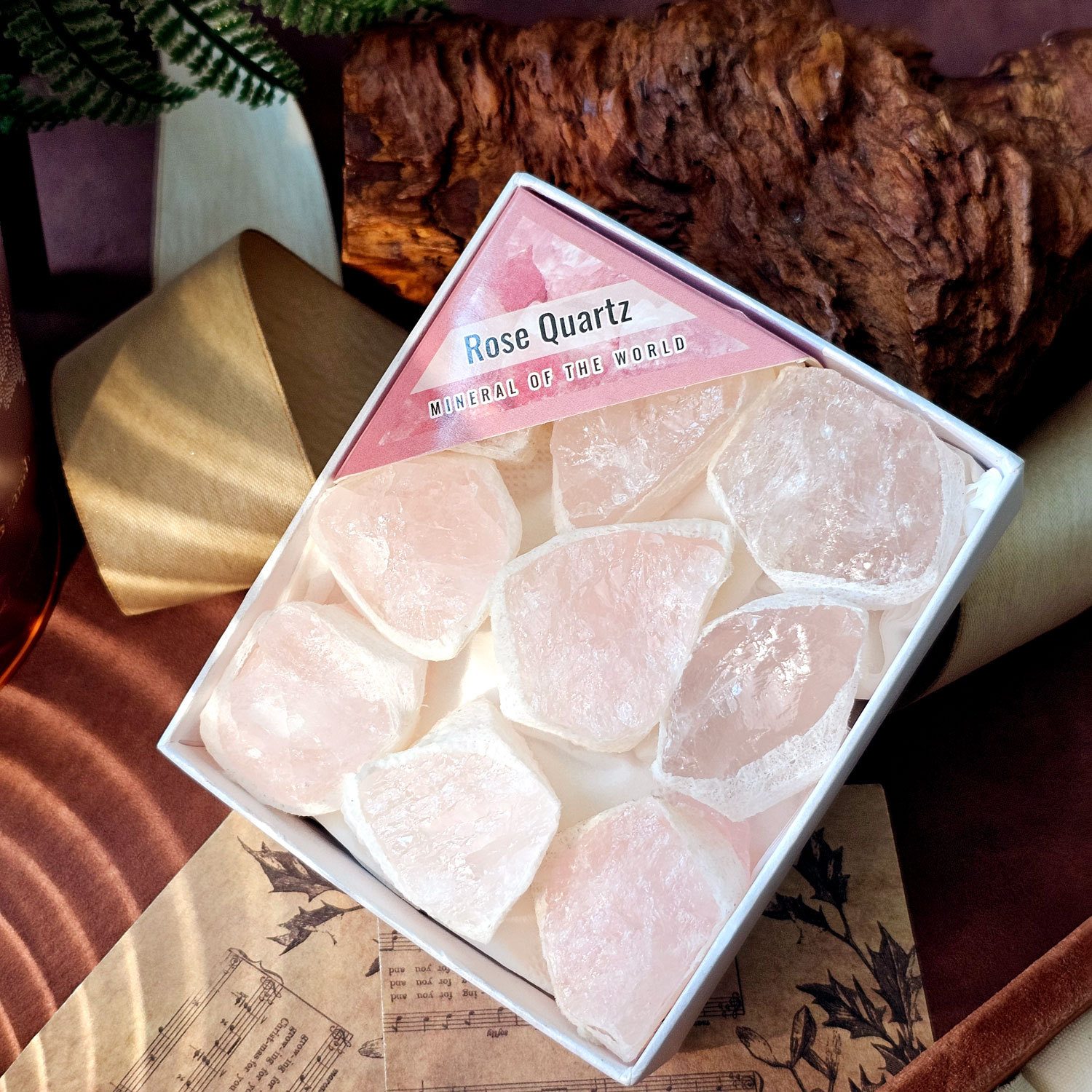 20 Apr - Rose Quartz Raw Stone Box