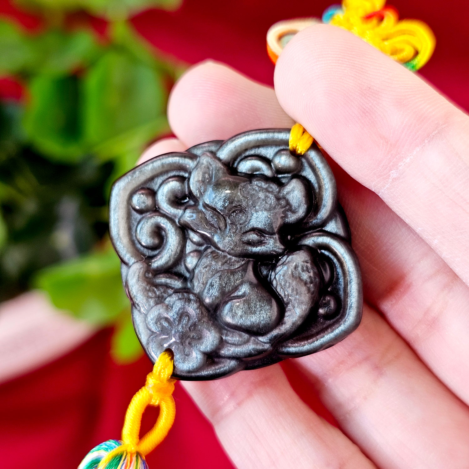 28 Apr - Silver Obsidian Fox Charm