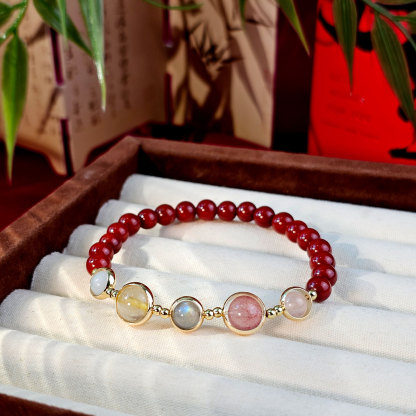 27 Apr - Nan Hong Agate 5 Element Bracelet