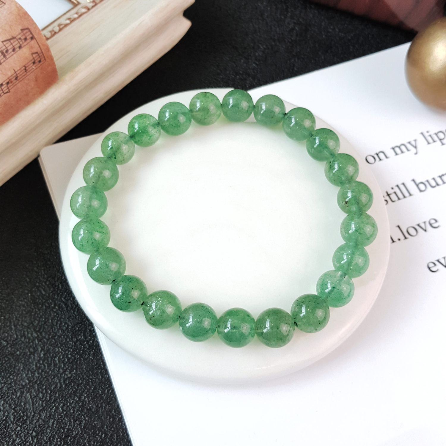 5 May - Green Starwberry Stone Bracelet