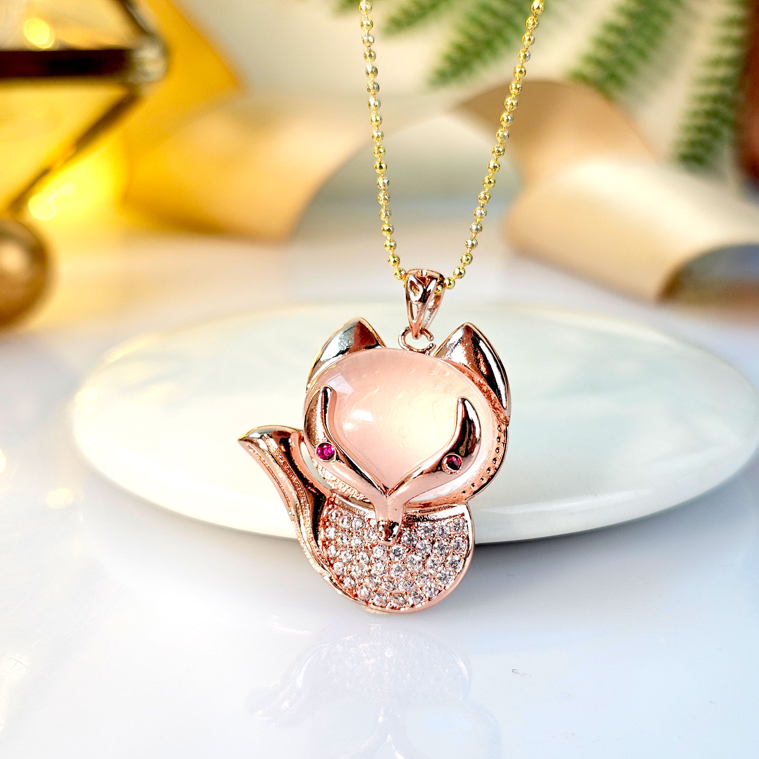 25 May - Rose Quartz Fox Pendant