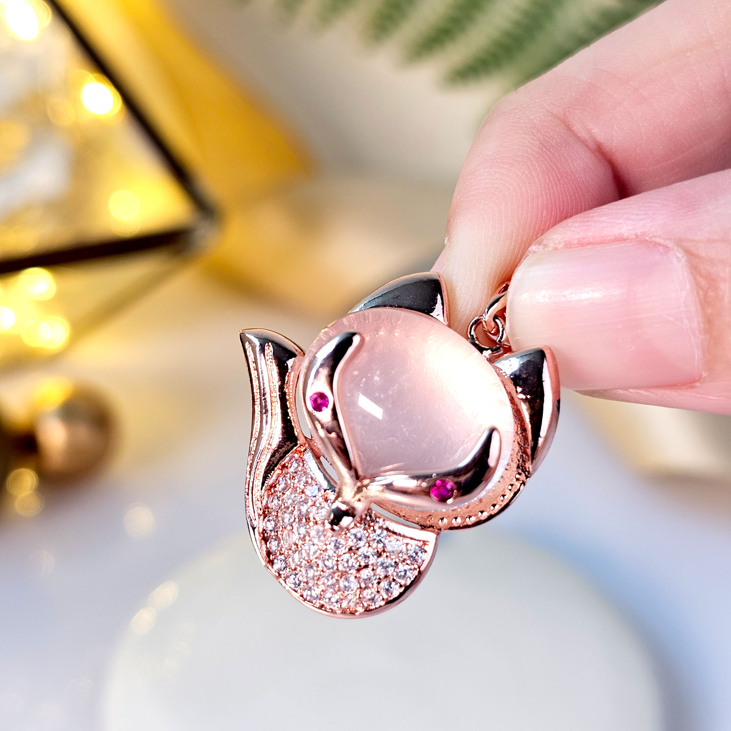25 May - Rose Quartz Fox Pendant