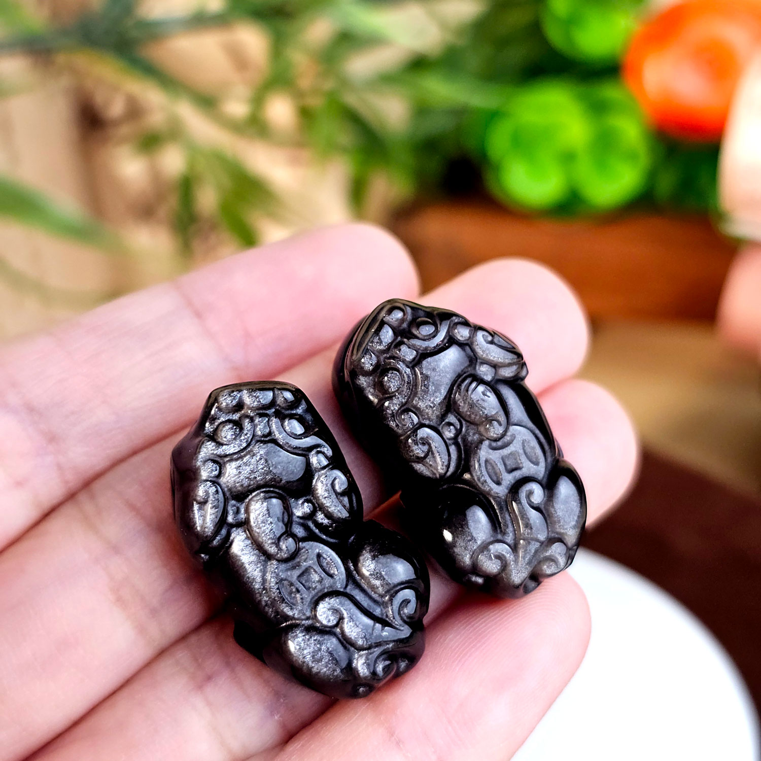 2 Jun - Silver Obsidian PiXiu Charm