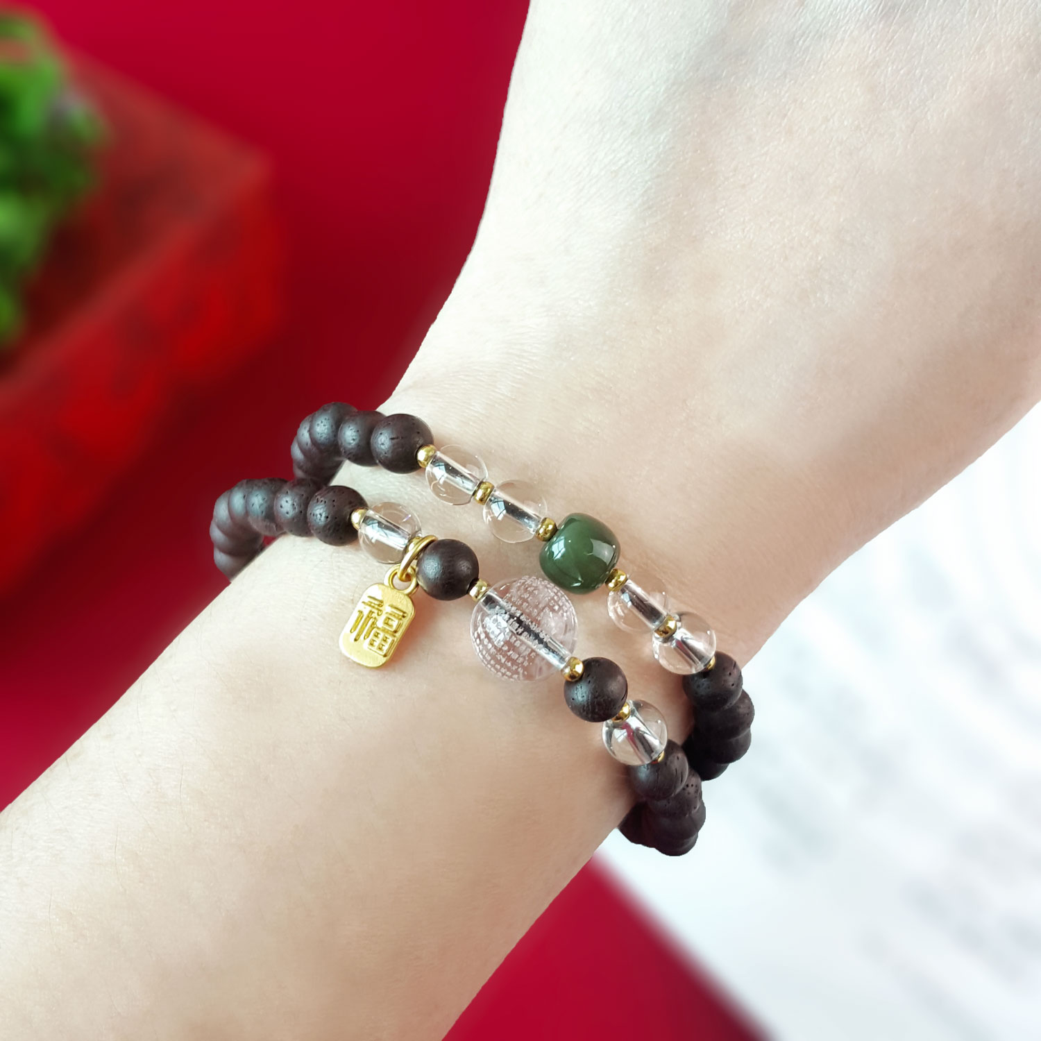 28 July - Lakawood with Clear Quartz Double Layer Design Bracelet