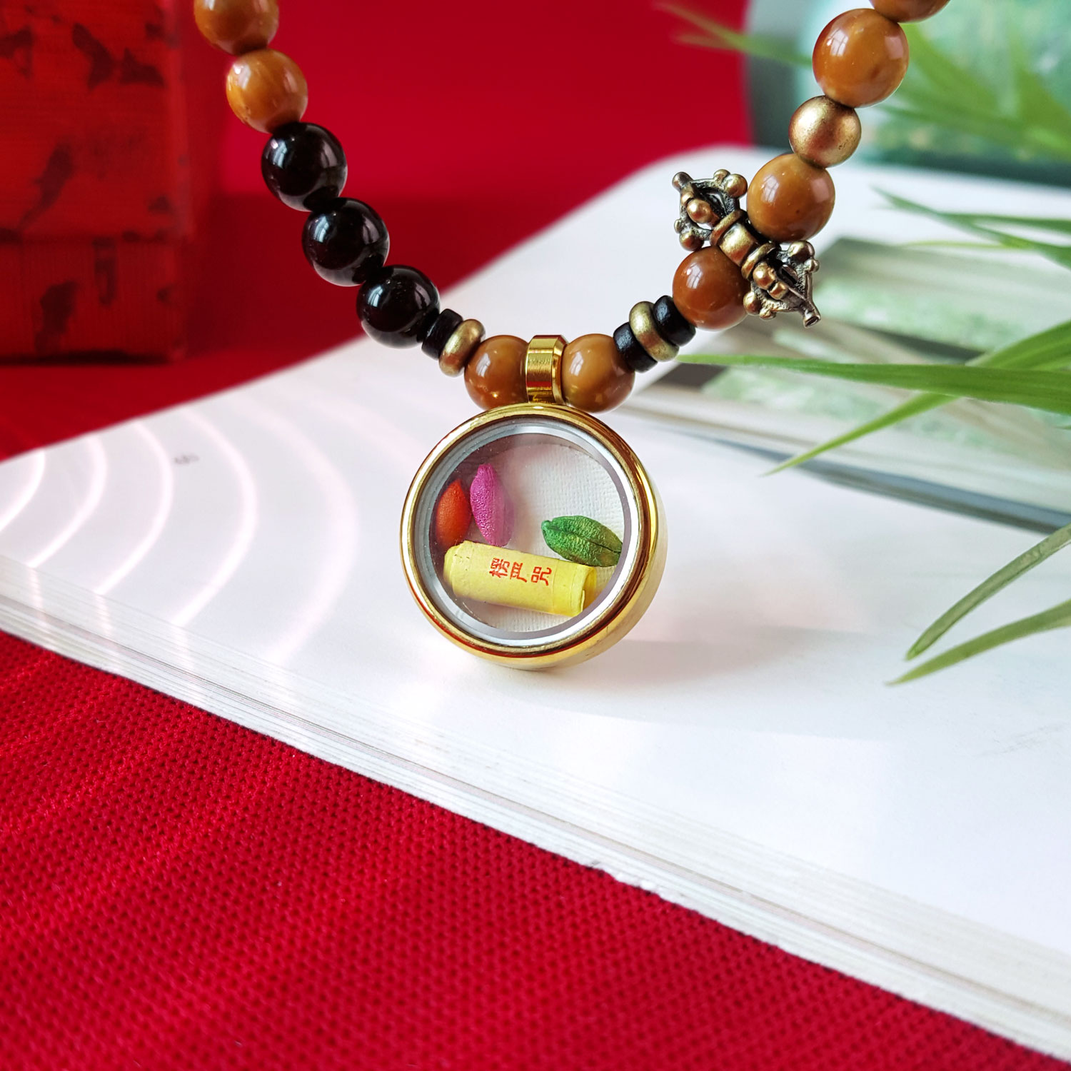 30 July - Silver Obsidian and Sandalwood with Jambhala Long Bracelet