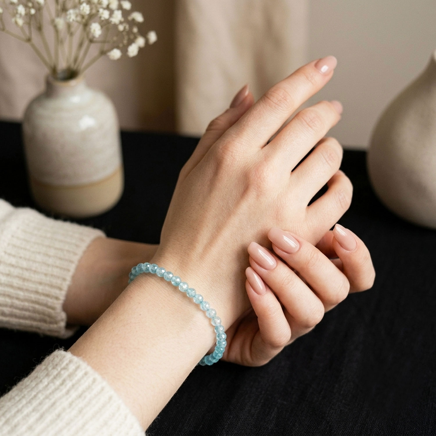 7 Aug - Blue Apatite Cutting With Hook Bracelet