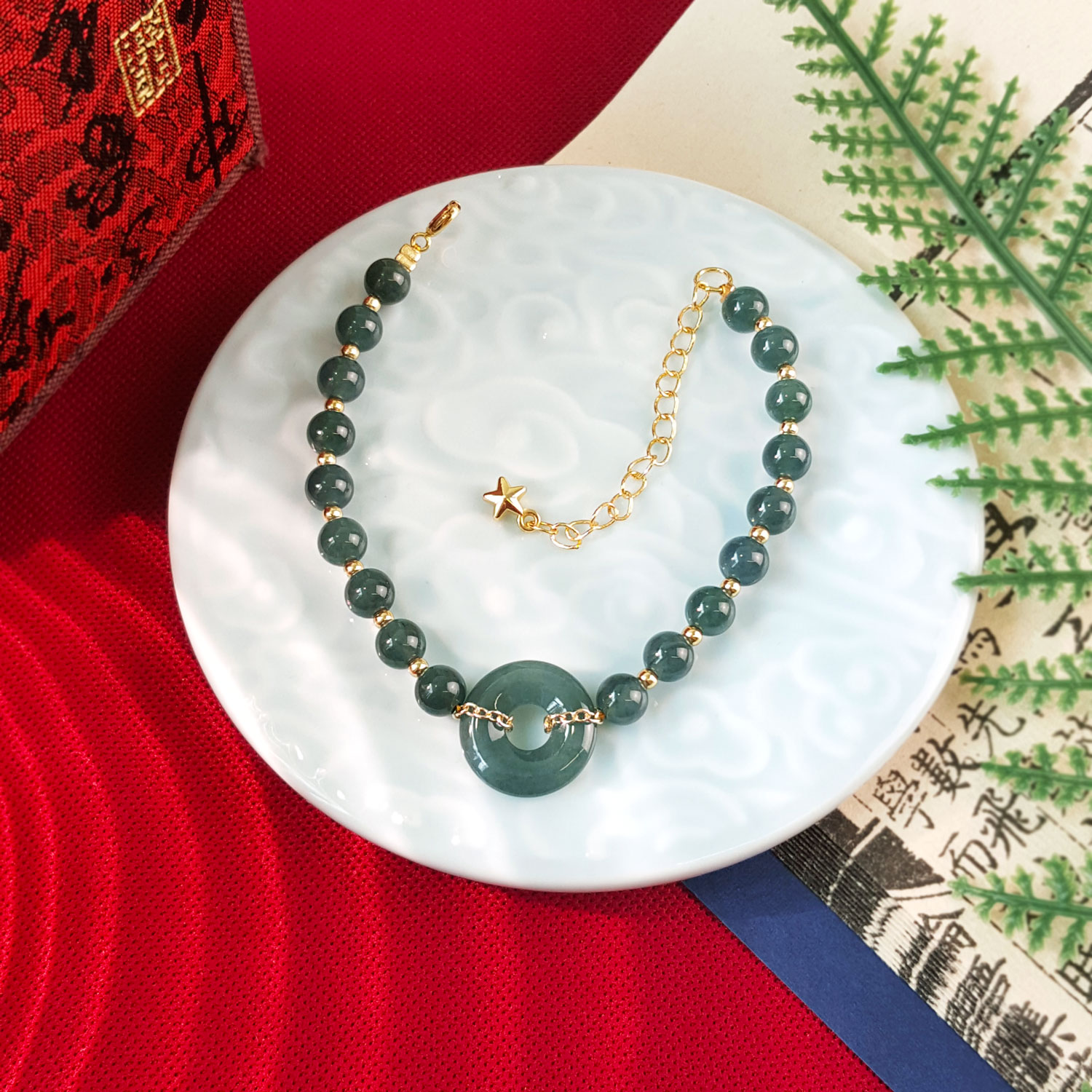 11 Aug - Jadeite And Peace Buckle Design With Hook Bracelet