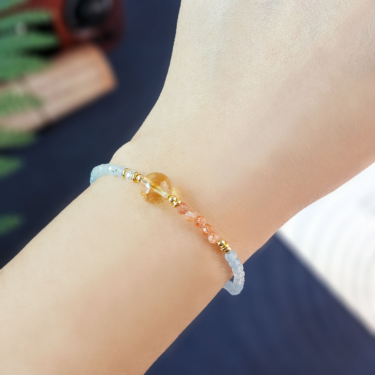 18 Aug - Aquamarine And Citrine Design With Hook Bracelet