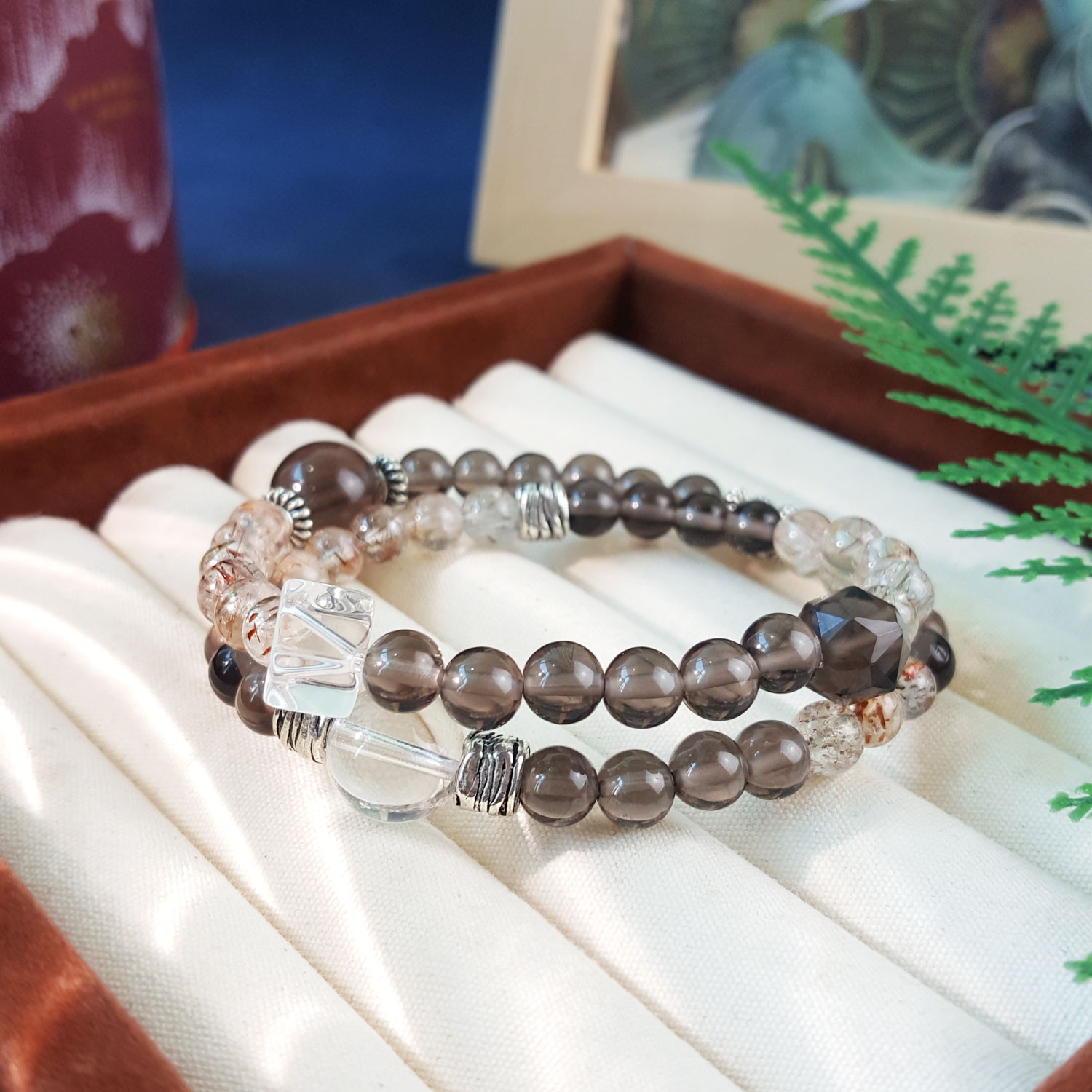 19 Aug - Iced Obsidian With Black Gold Super Seven Double Layer Bracelet