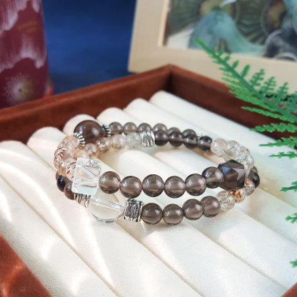 19 Aug - Iced Obsidian With Black Gold Super Seven Double Layer Bracelet