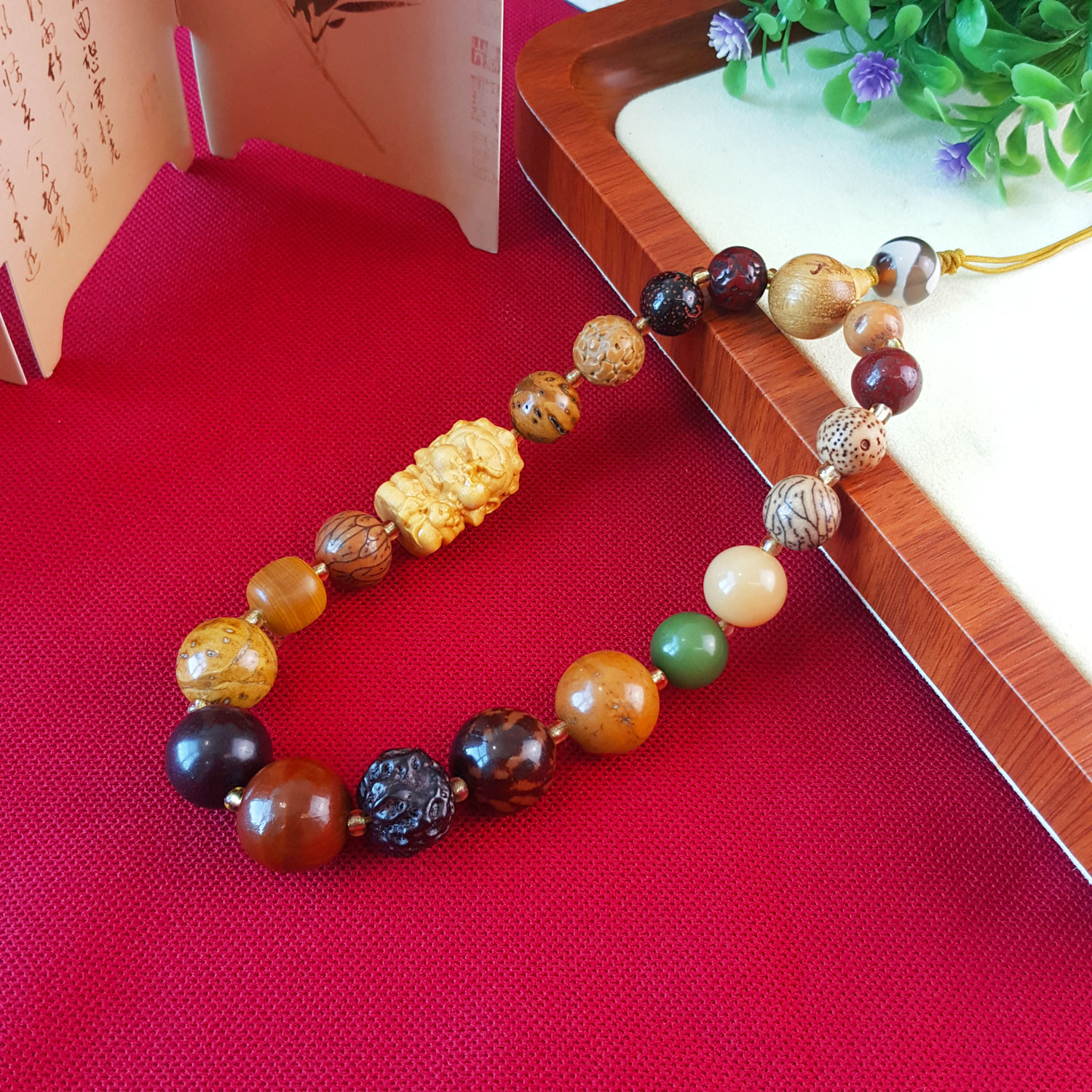 4 Aug - Eighteen Seed Bodhi with Jambhala Design Phone Hanger