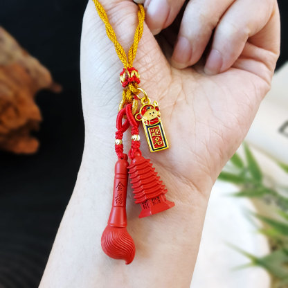 10 Aug - Cinnabar Nine Tair Pagoda And Wen Chang Pen Charm