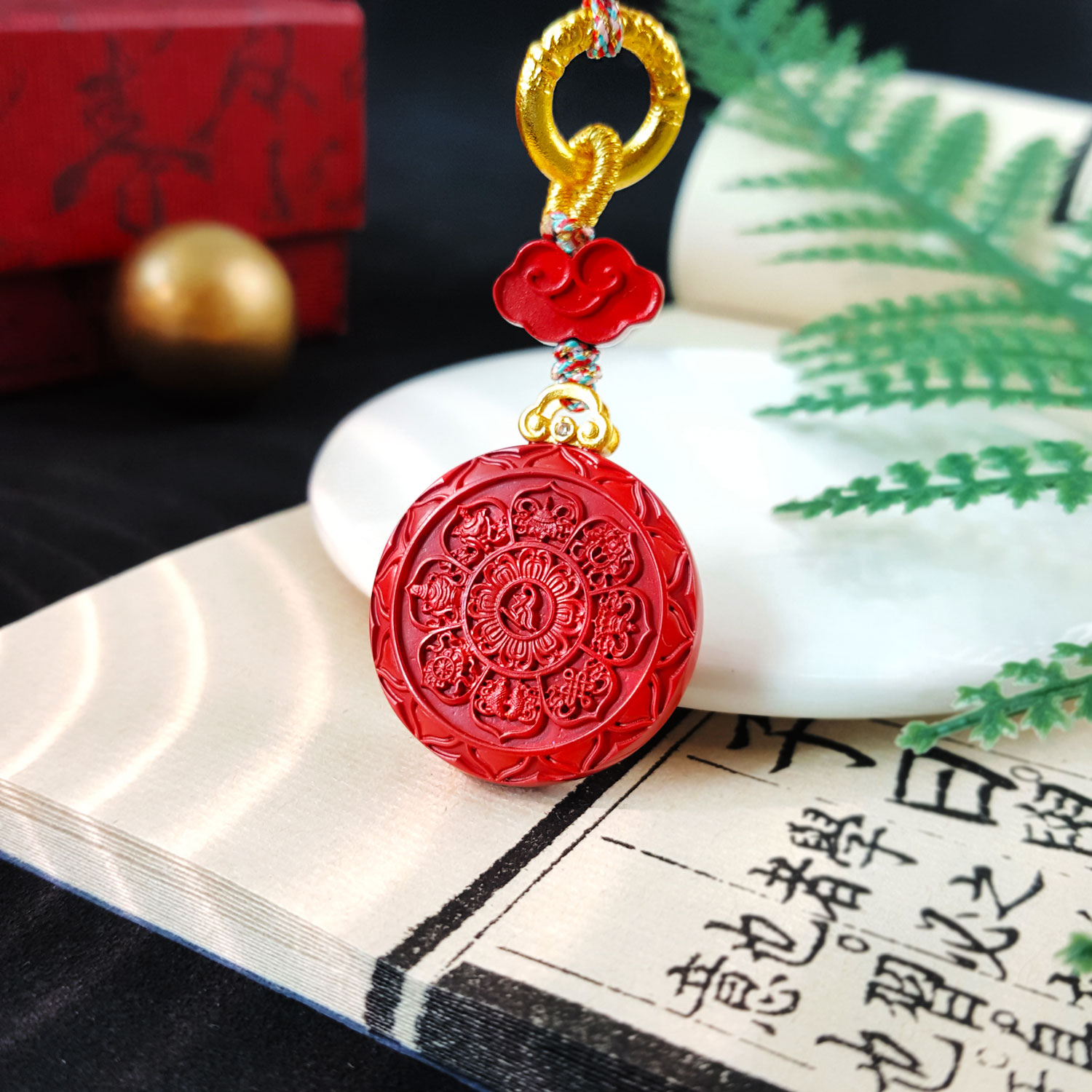 19 Aug - Cinnabar Cute God Of Wealth Round Shape Gawu Charm
