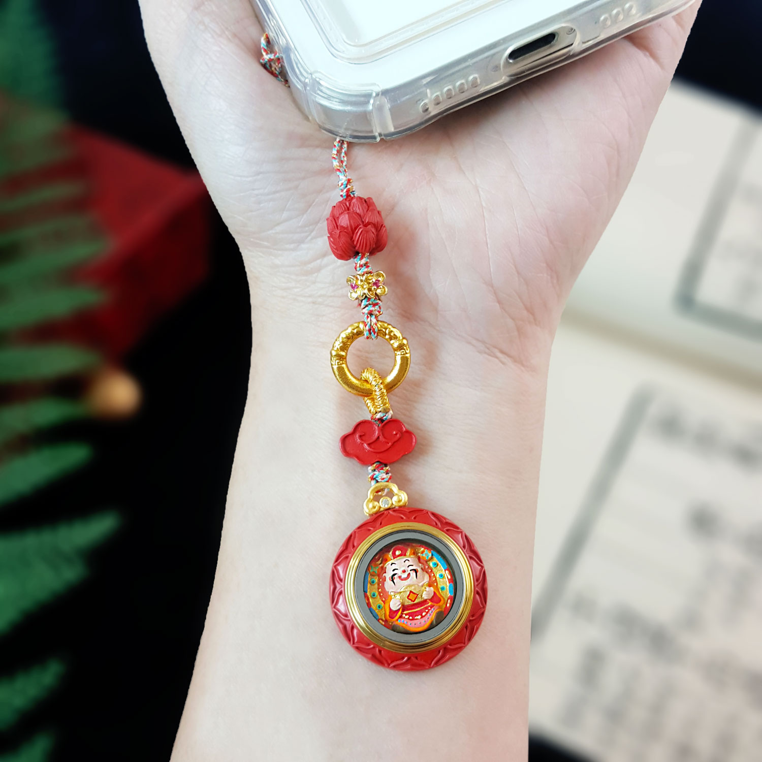 19 Aug - Cinnabar Cute God Of Wealth Round Shape Gawu Charm