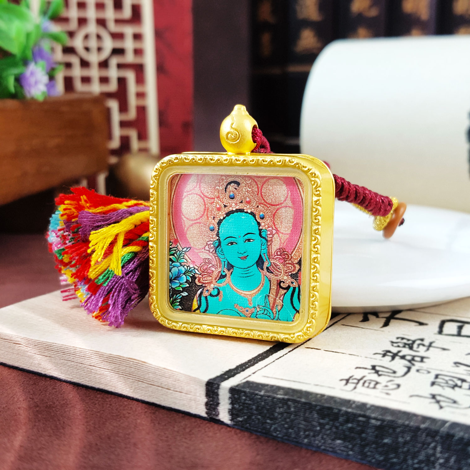 20 Aug - Green Tara Tangka Square Charm