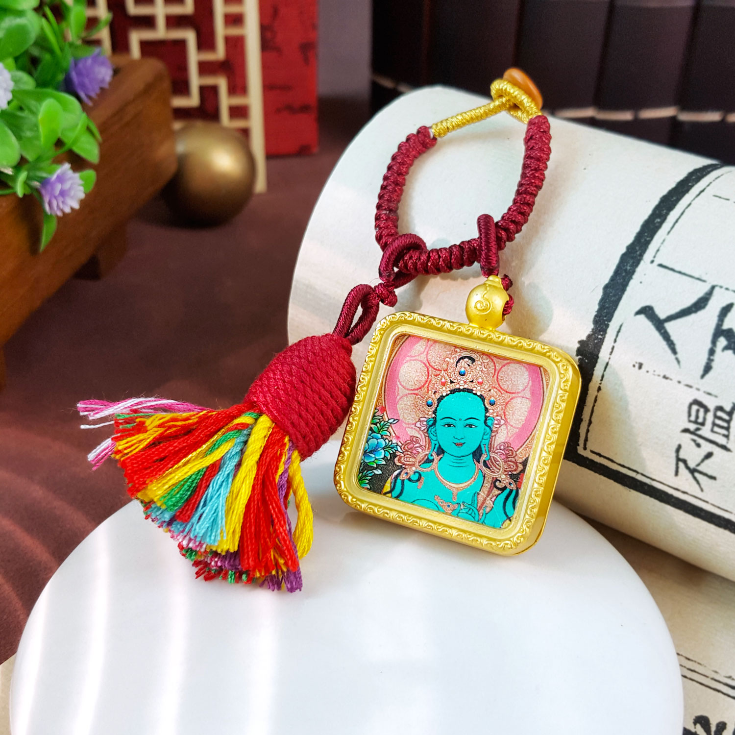 20 Aug - Green Tara Tangka Square Charm