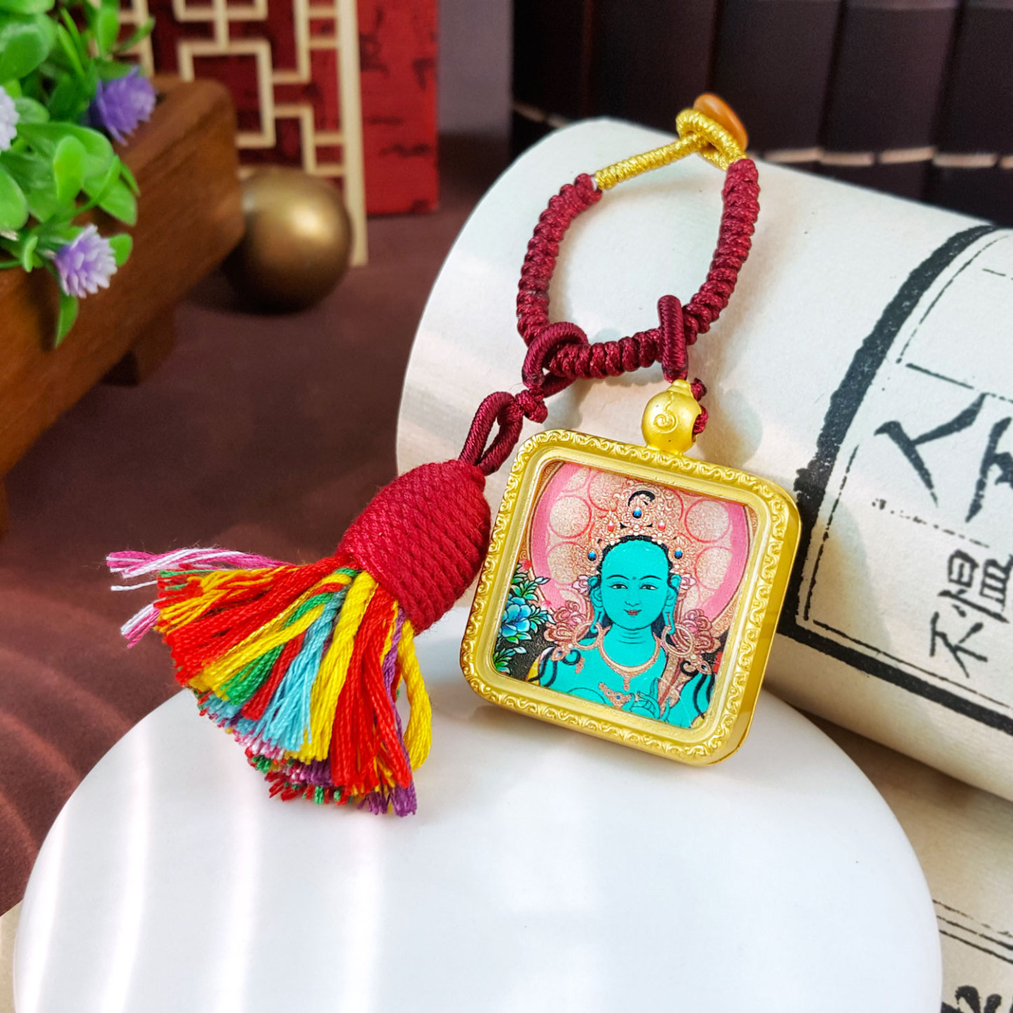 20 Aug - Green Tara Tangka Square Charm
