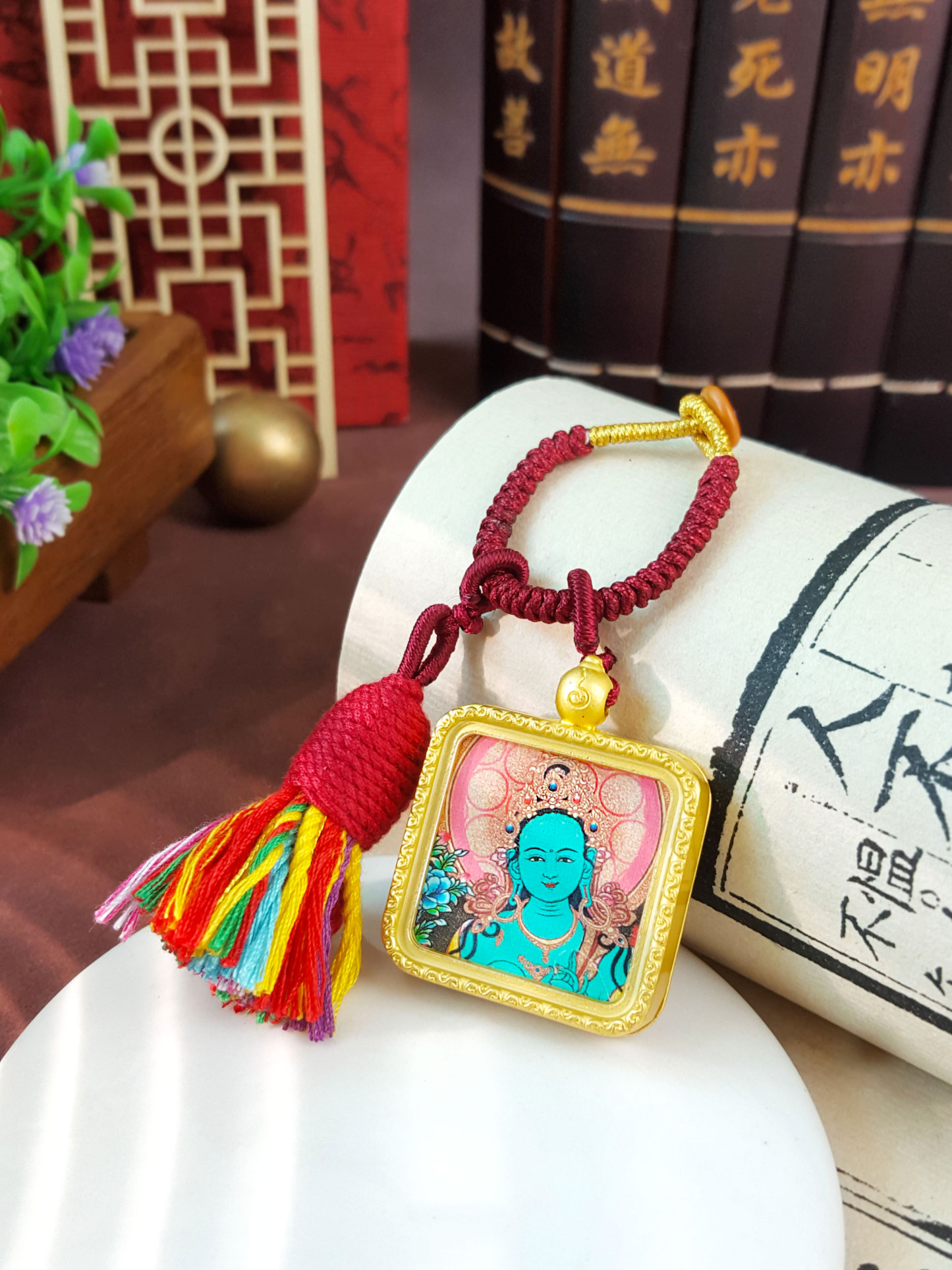 20 Aug - Green Tara Tangka Square Charm