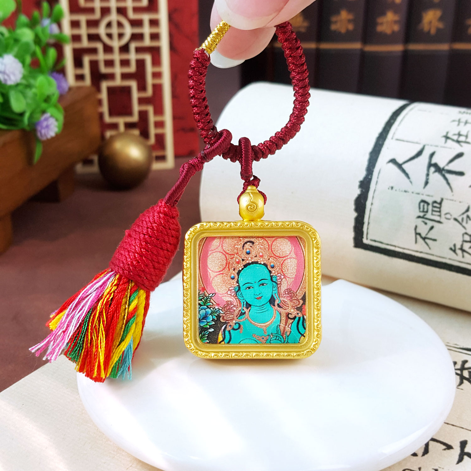 20 Aug - Green Tara Tangka Square Charm
