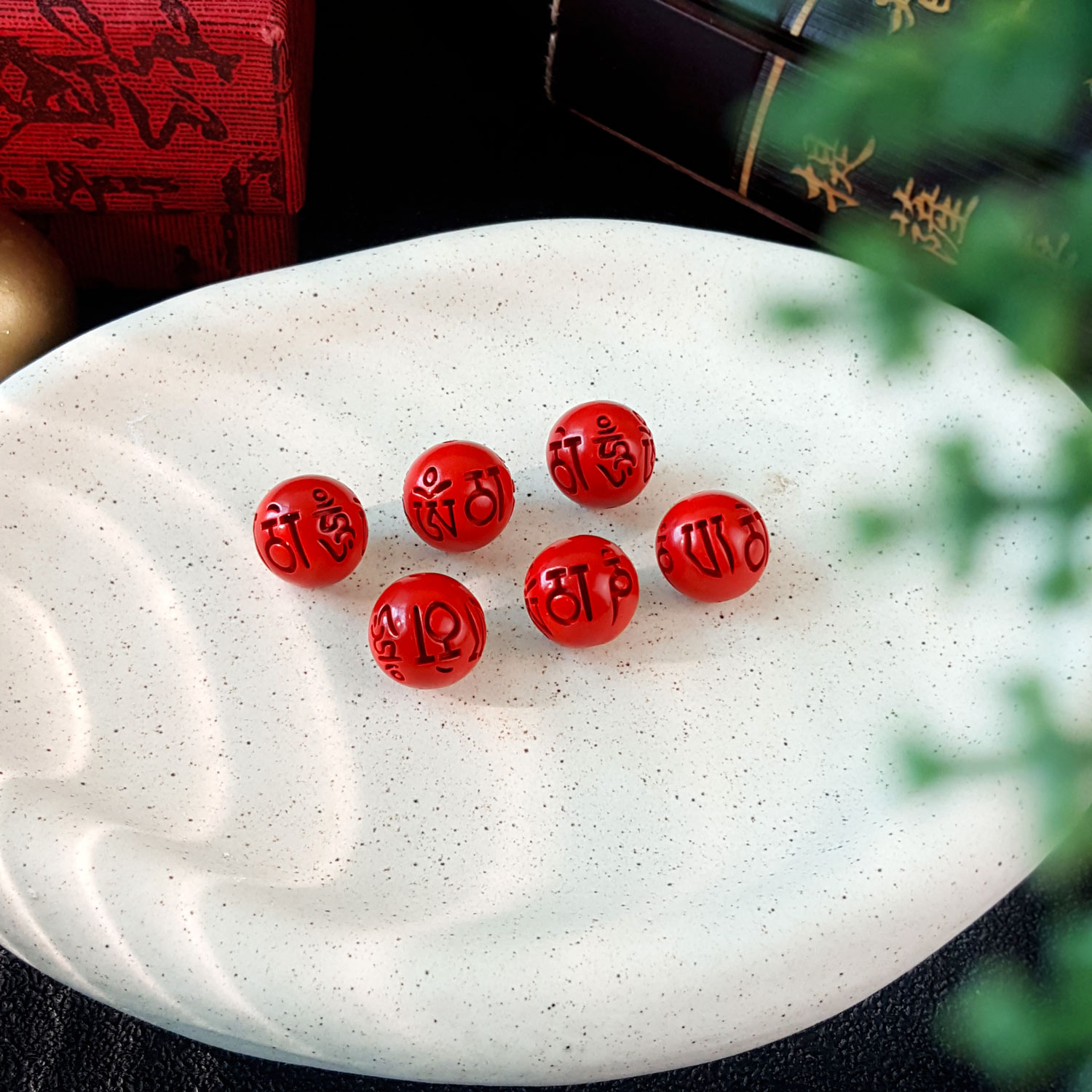 28 Aug - Water Filter Cinnabar Mantra Round Shanpe Charm