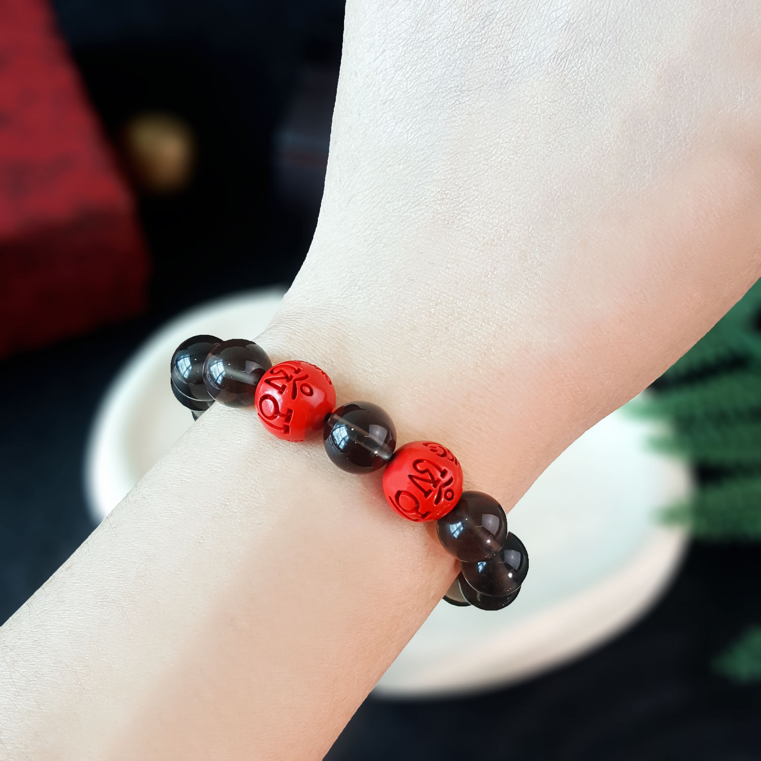 28 Aug - Water Filter Cinnabar Mantra Round Shanpe Charm