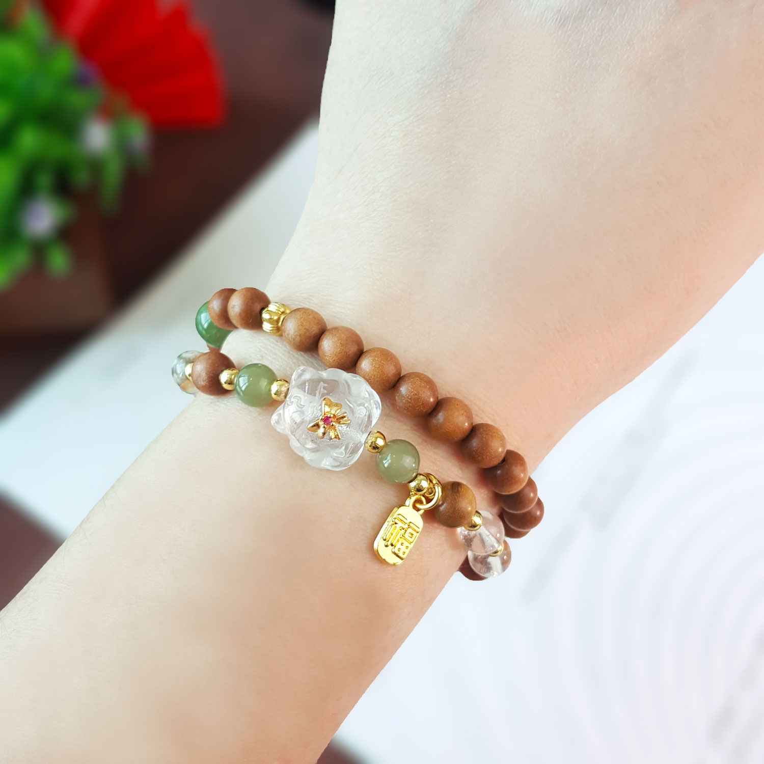 25 Aug - Barbie Sandal Wood Nine Tail Fox Double Layer Bracelet