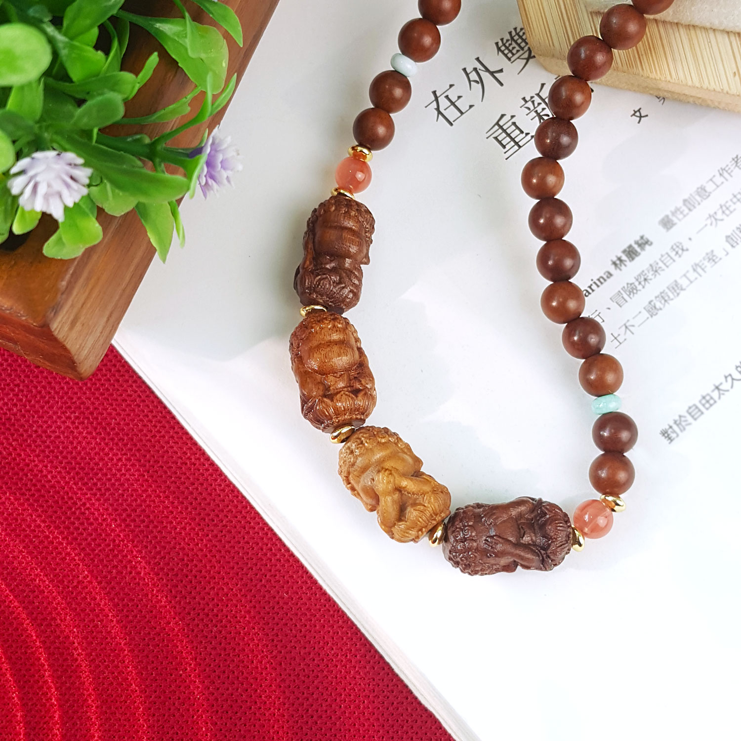 21 Aug - Lightnings Struck Jujube Wood Four No Monk Double Layer Bracelet