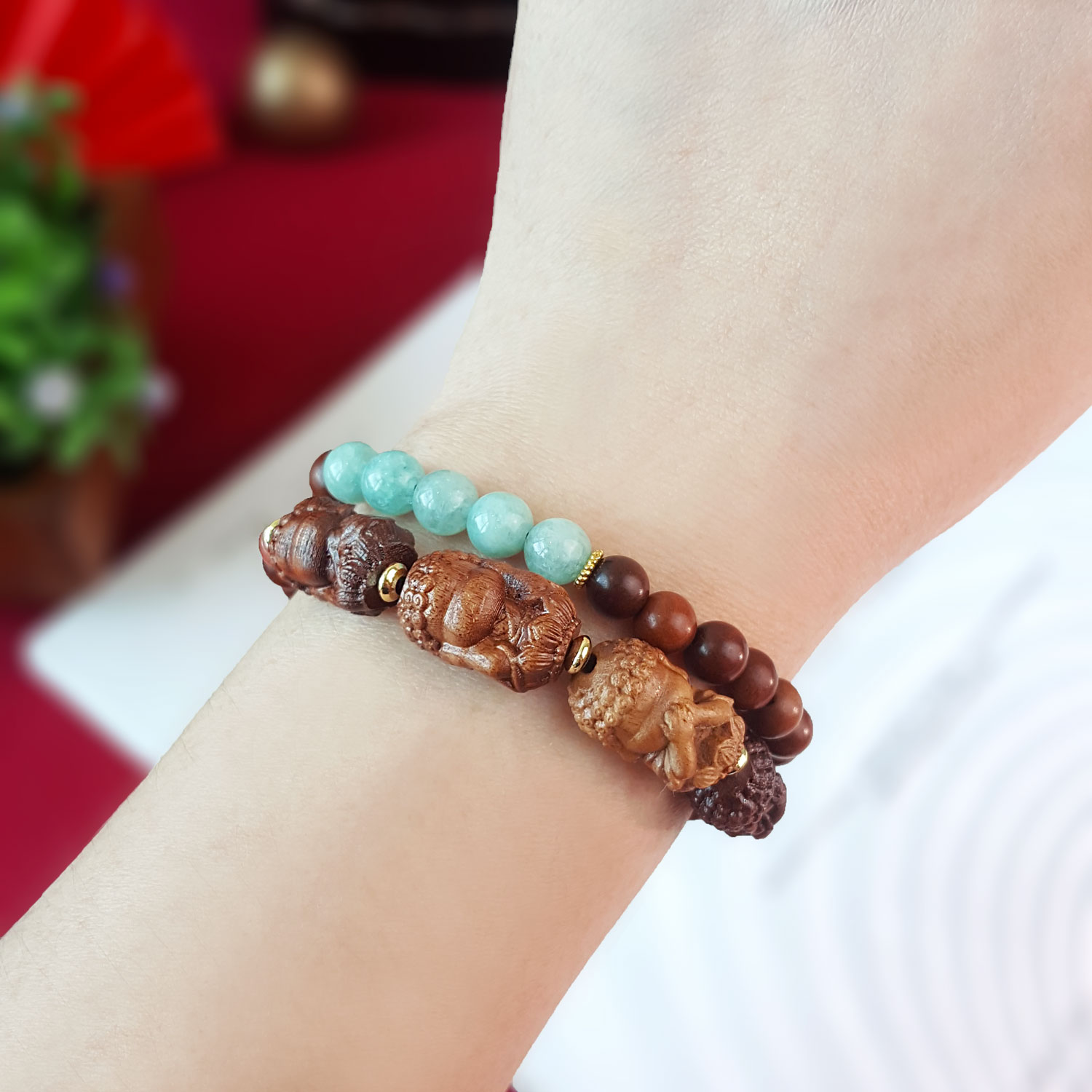 21 Aug - Lightnings Struck Jujube Wood Four No Monk Double Layer Bracelet
