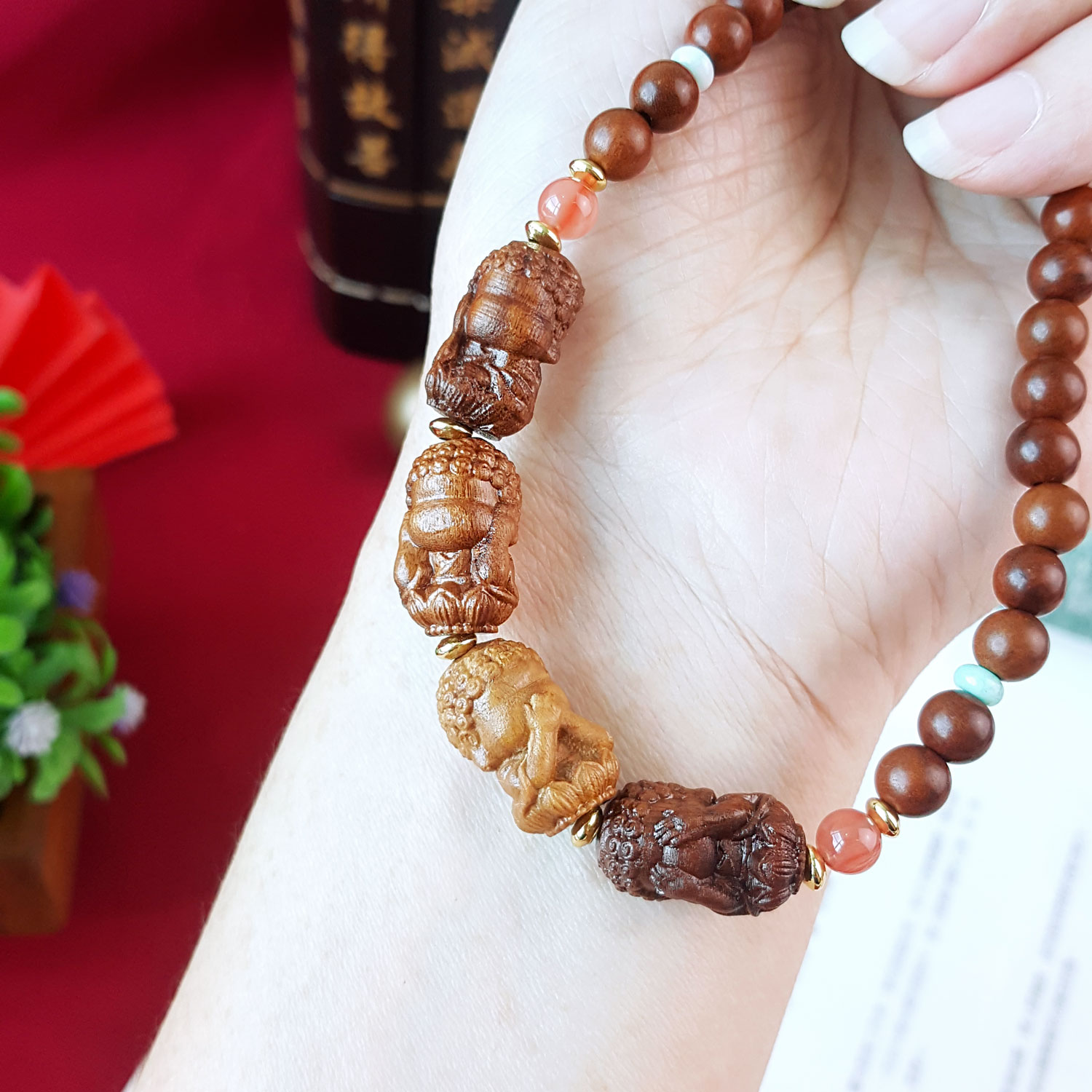 21 Aug - Lightnings Struck Jujube Wood Four No Monk Double Layer Bracelet