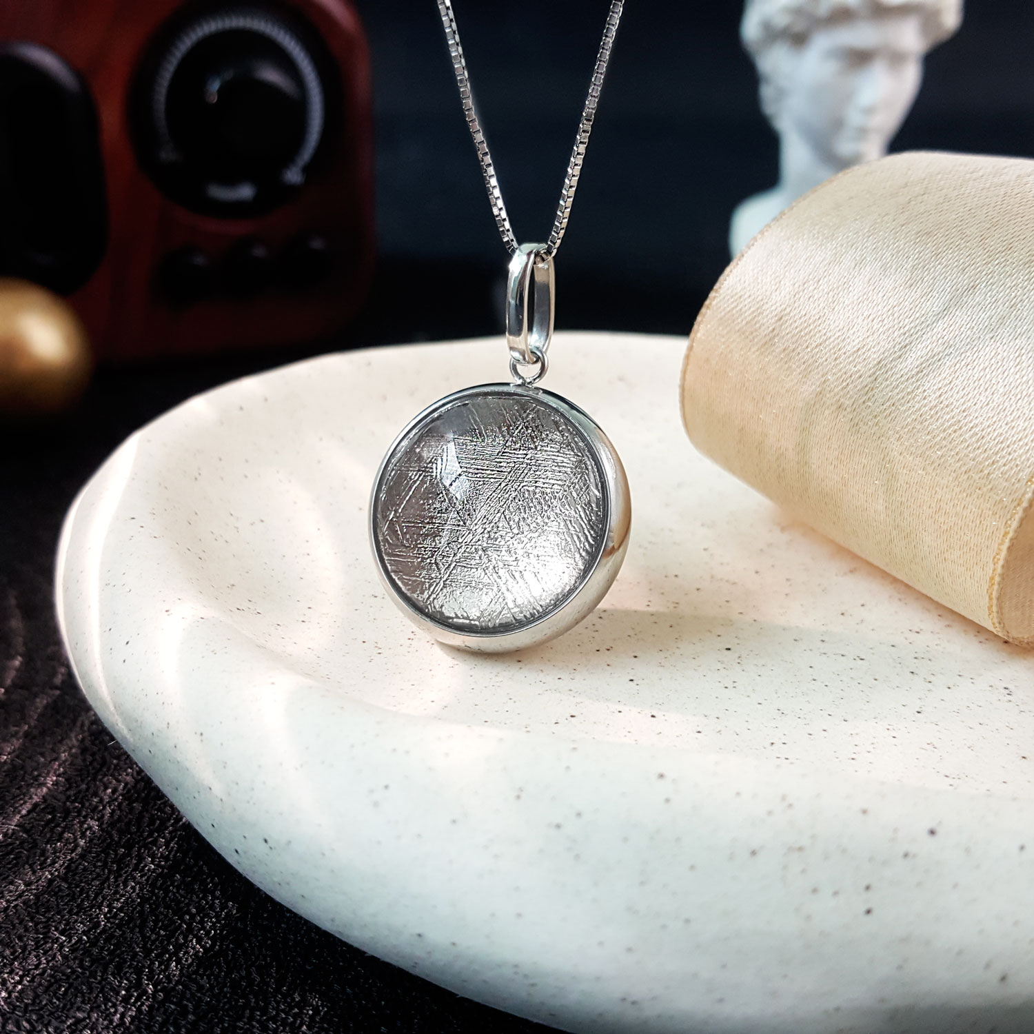 2 Sep - Double Side Meteorite Round Shape Pendant (Fantasy & W.Gold)