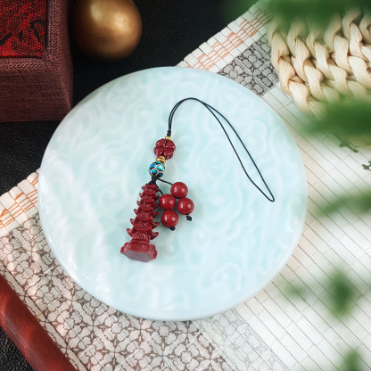 8 Sep - Purple Gold Cinnabar Six Tier Pagoda Charm