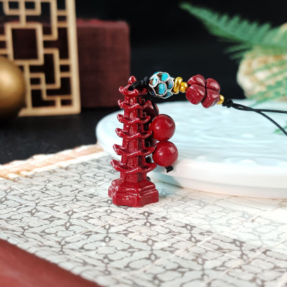 8 Sep - Purple Gold Cinnabar Six Tier Pagoda Charm