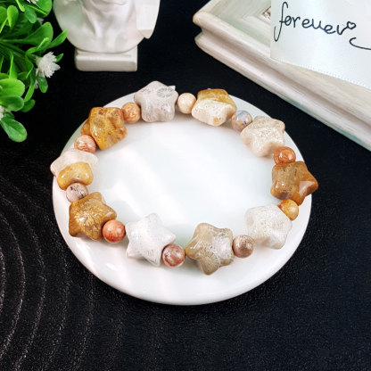 8 Sep - Fossilized Coral Star Design Bracelet
