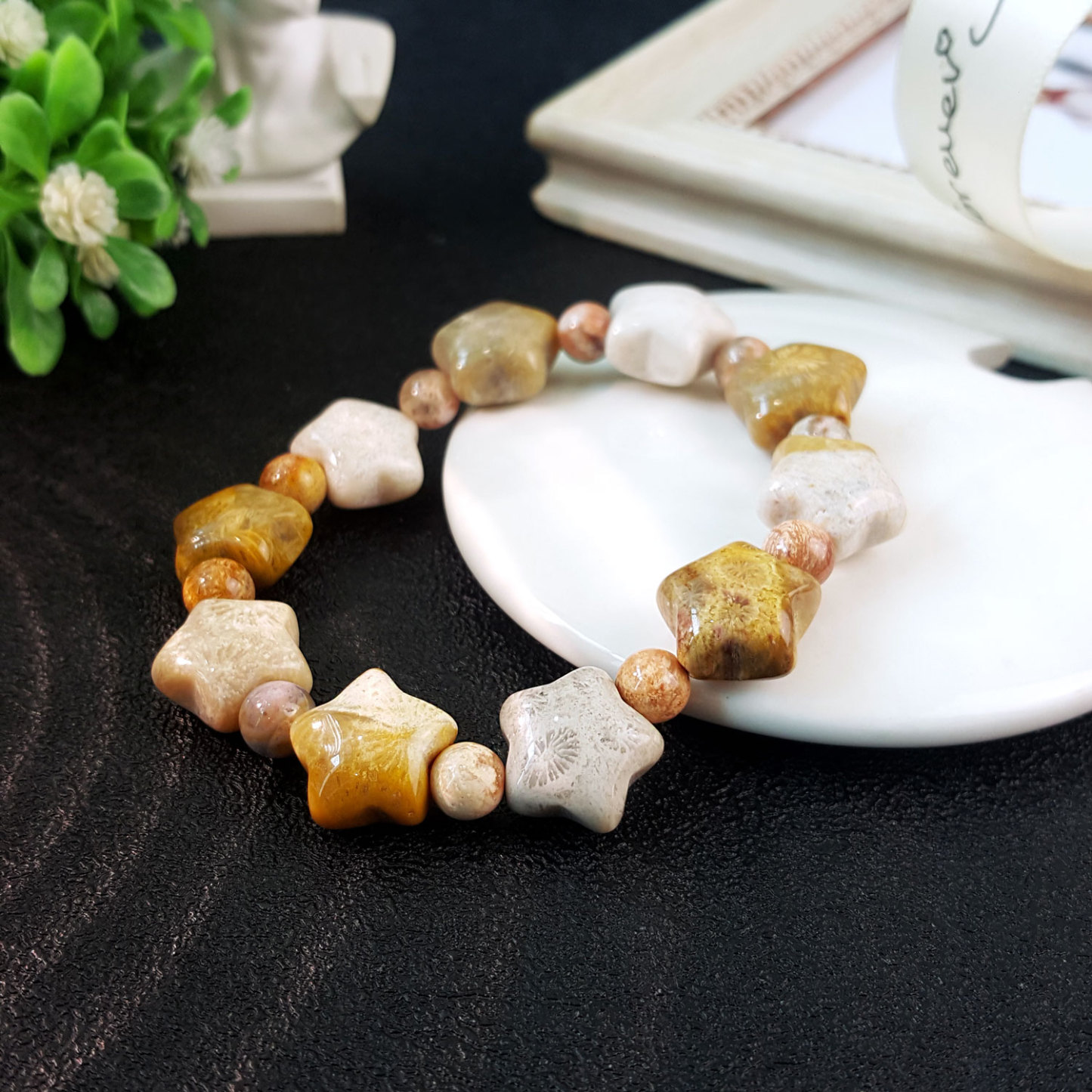 8 Sep - Fossilized Coral Star Design Bracelet