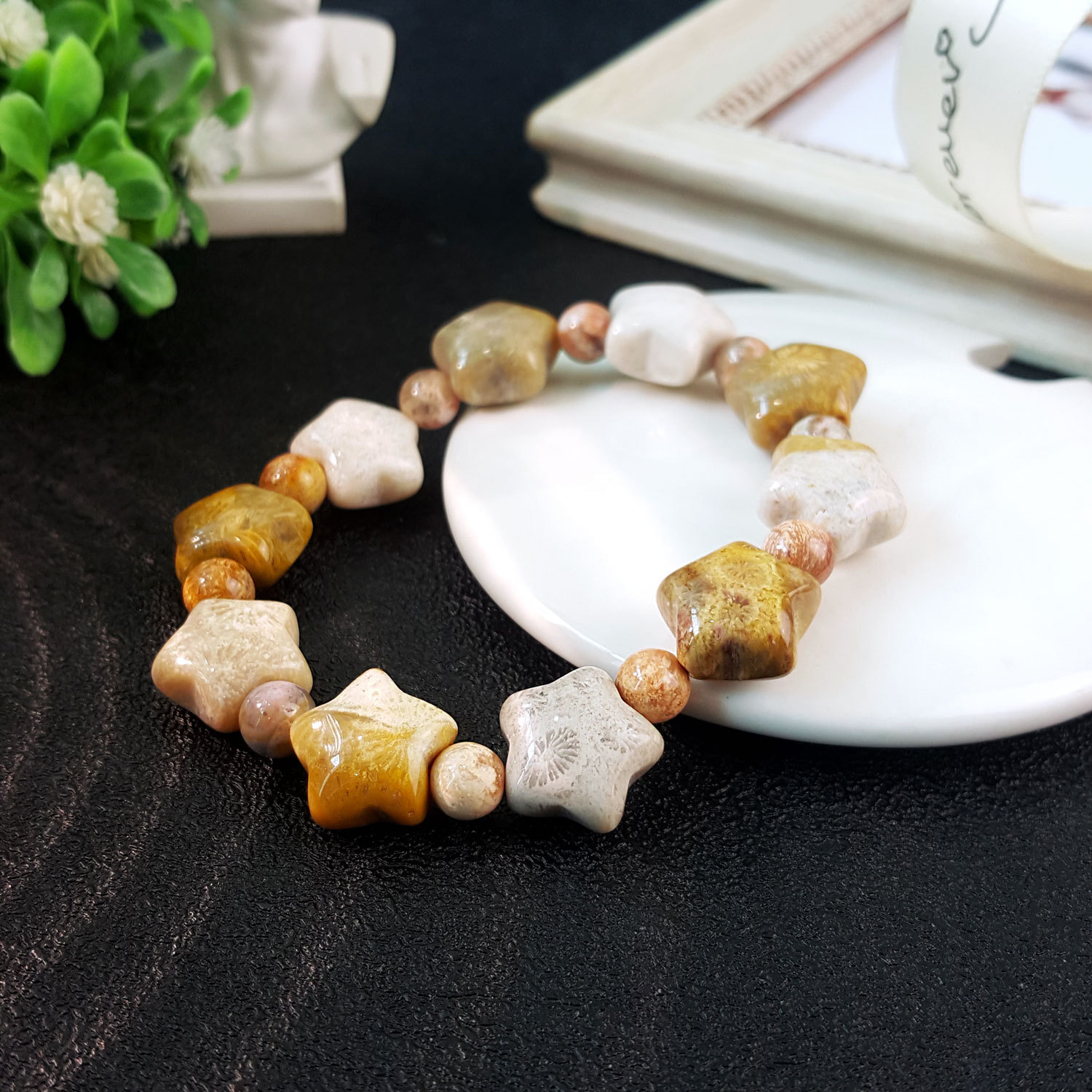 8 Sep - Fossilized Coral Star Design Bracelet