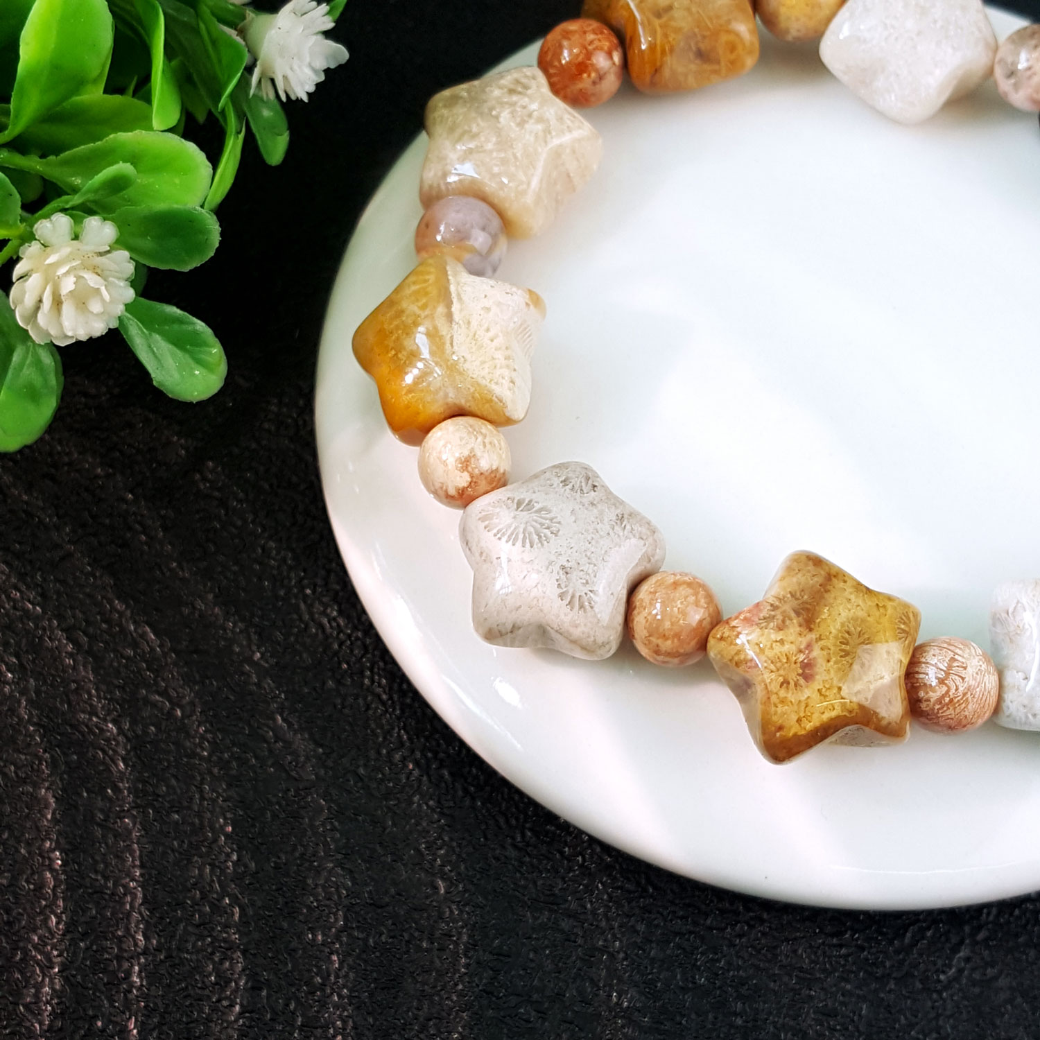 8 Sep - Fossilized Coral Star Design Bracelet