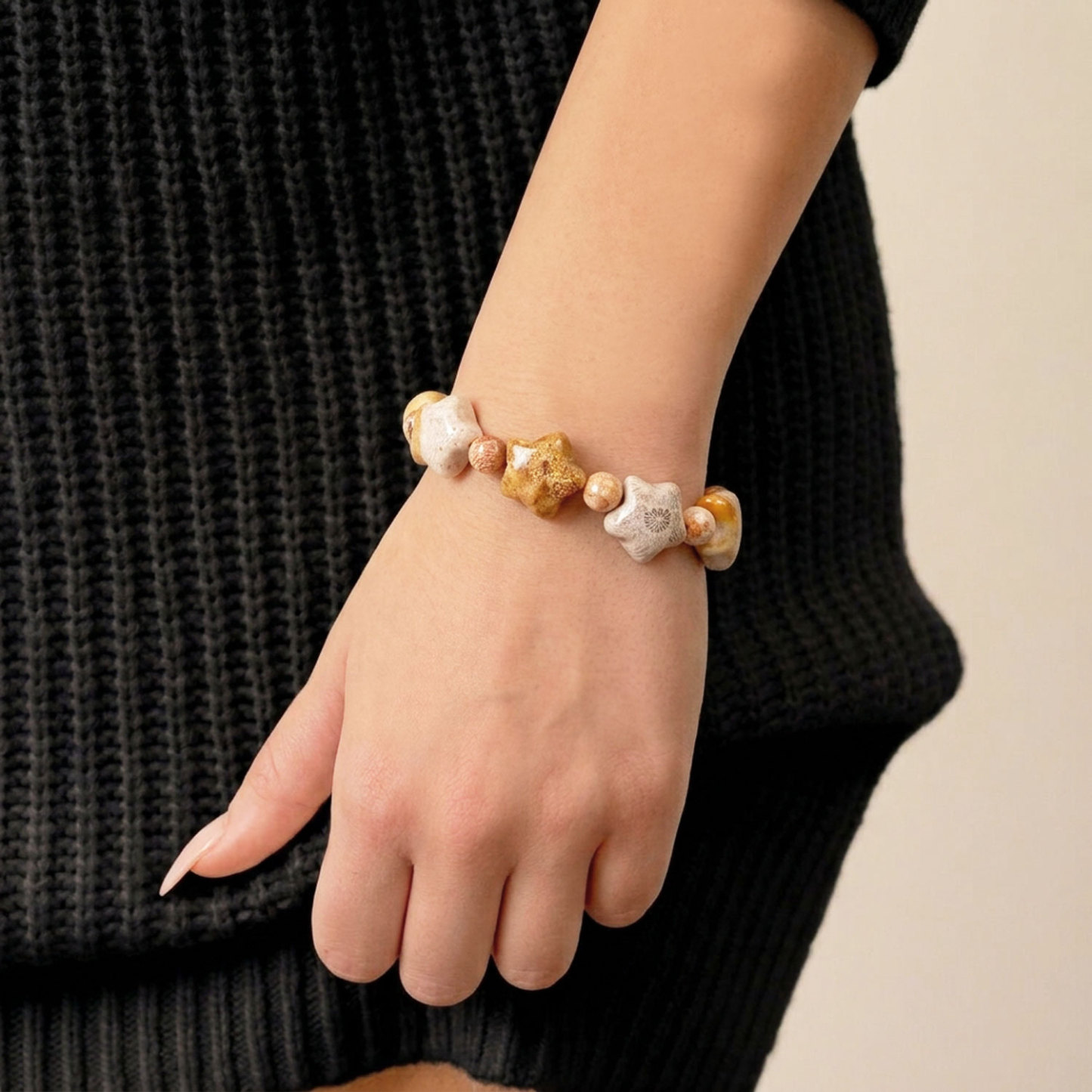 8 Sep - Fossilized Coral Star Design Bracelet