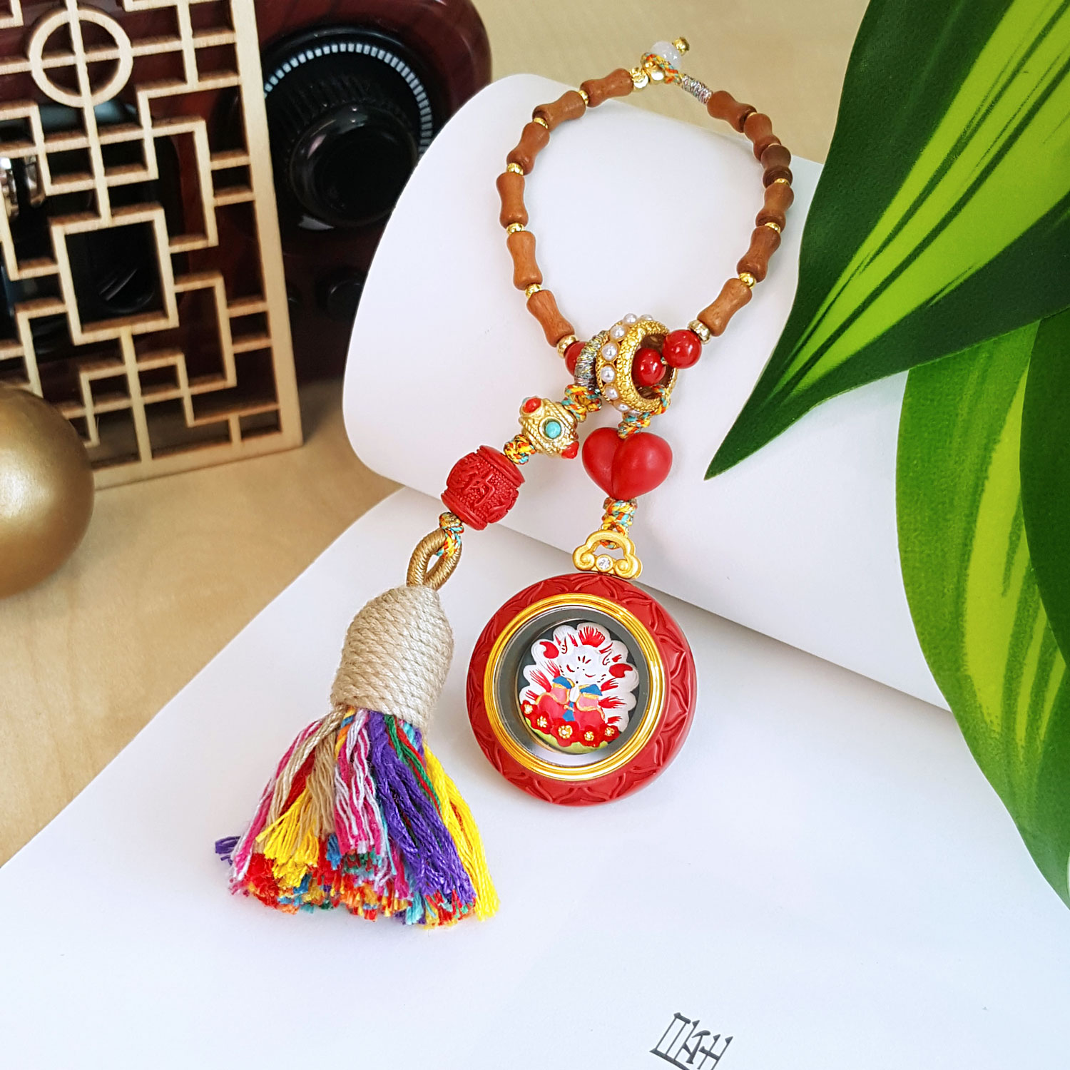10 Sep - Cinnabar Cute Gumiho Round Shape Gawu Charm