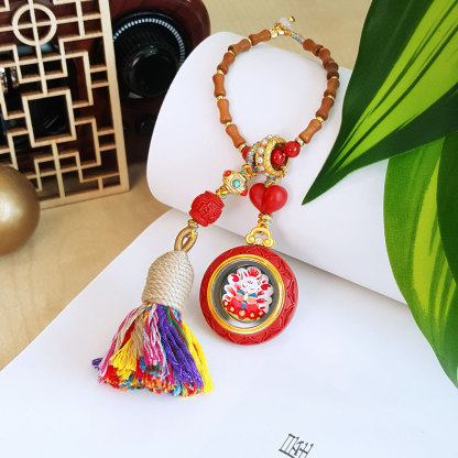 10 Sep - Cinnabar Cute Gumiho Round Shape Gawu Charm