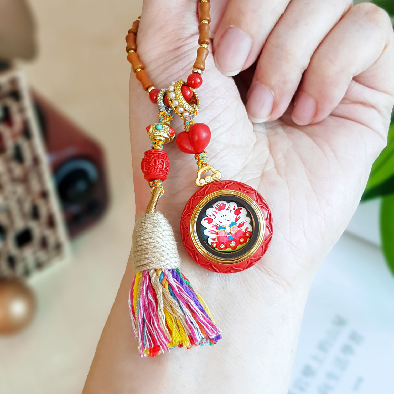 10 Sep - Cinnabar Cute Gumiho Round Shape Gawu Charm