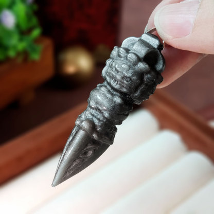 9 Sep - Silver Obsisian Vajra Pendant