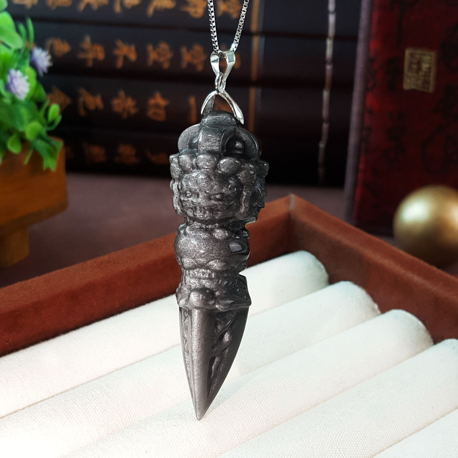 9 Sep - Silver Obsisian Vajra Pendant