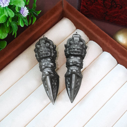 9 Sep - Silver Obsisian Vajra Pendant