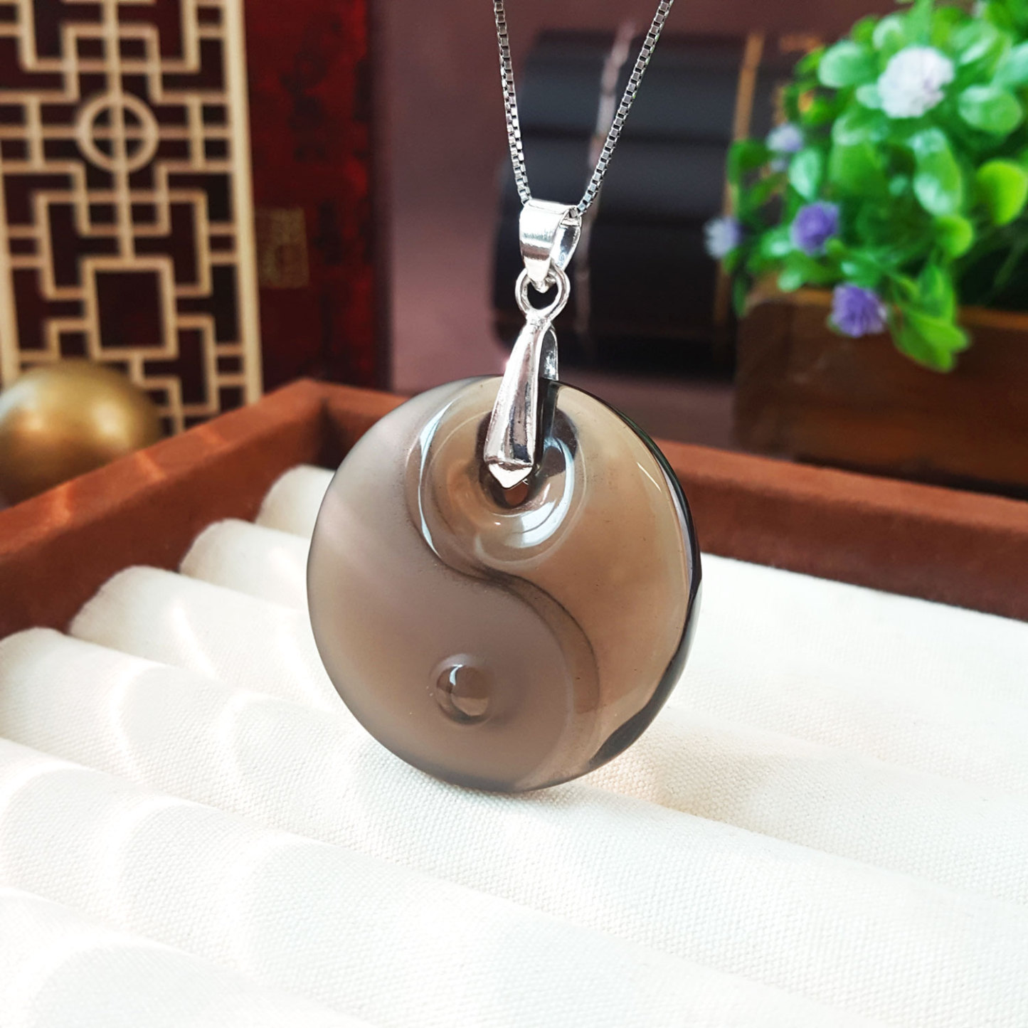 14 Sep - Iced Obsidian Tai Ji Pendant